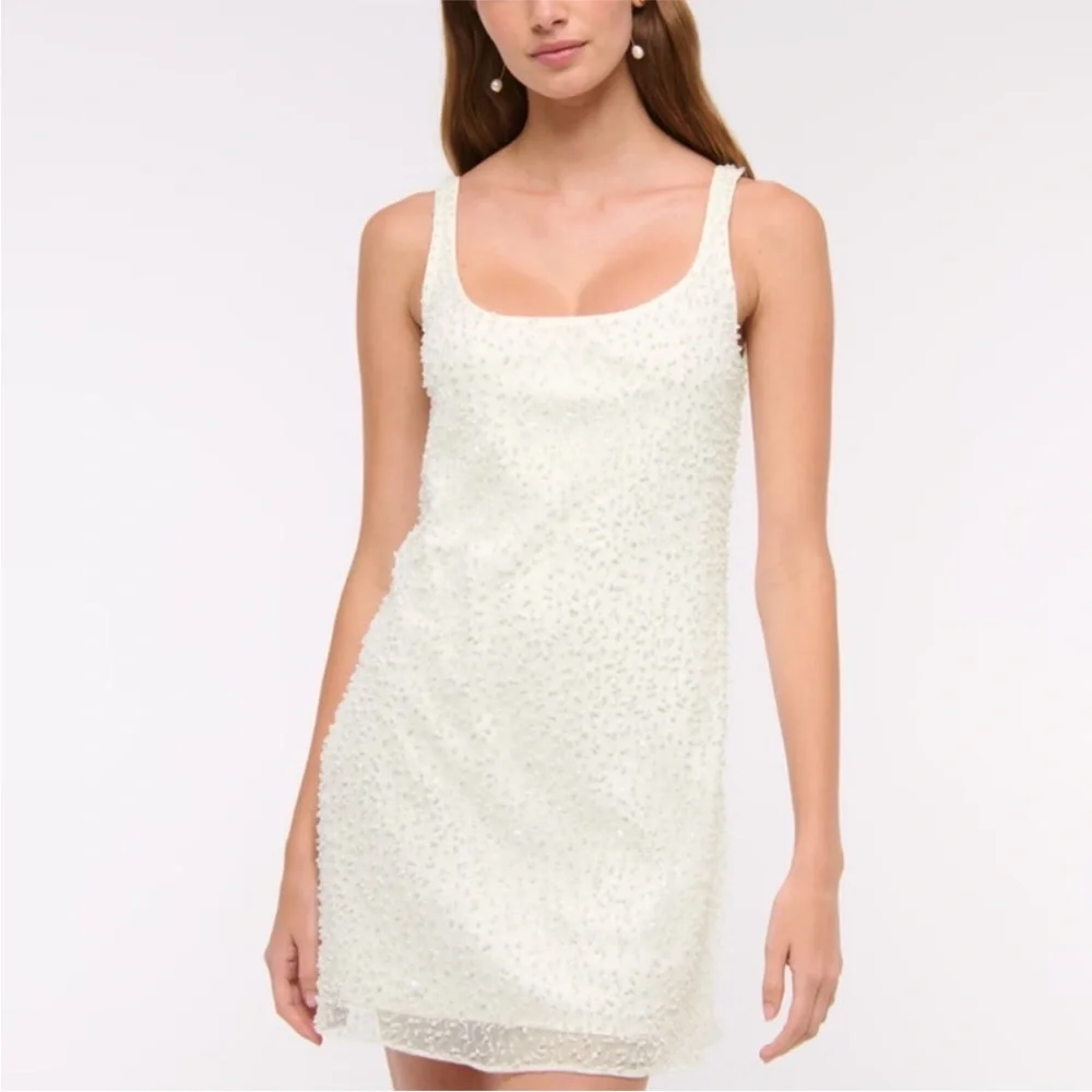 Abercrombie & Fitch White Beaded Mini Dress - Picture 5 of 15